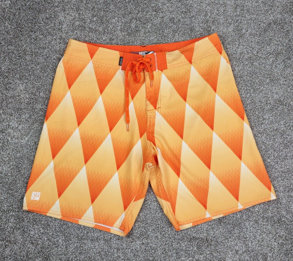 Micros Shorts Mens 32 Orange Boardshorts Hybrid Swim Beach Surf Casual Bright